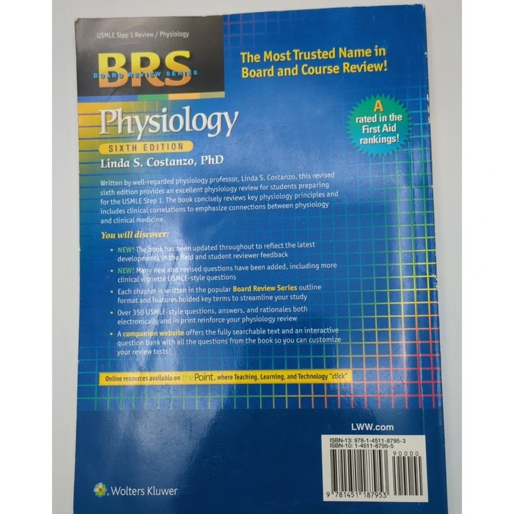 Physiology 6th Edition Board Review Serie Linda S. Costanzo PhD 2015 UNUSED CODE